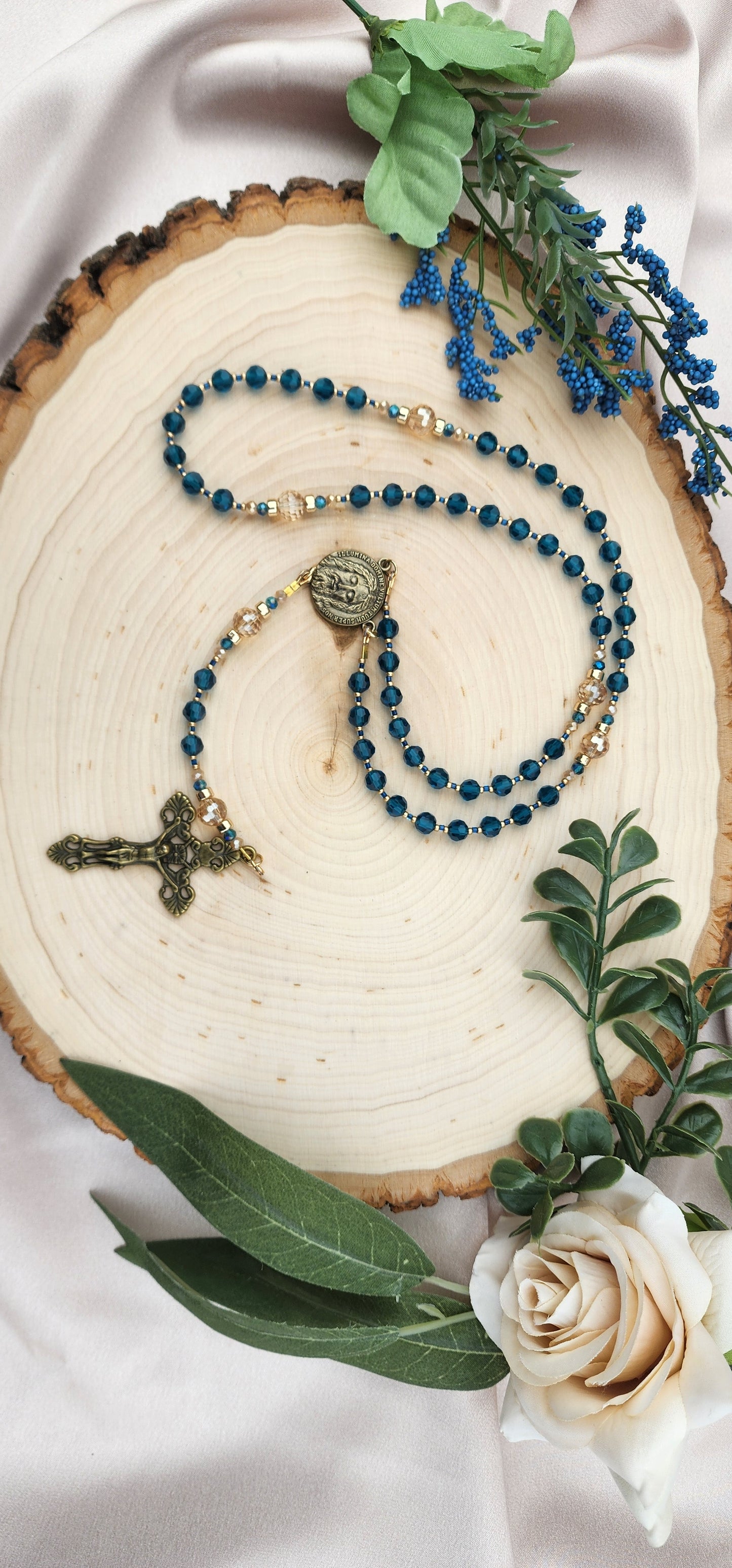 Dark Teal & Bronze Rosary