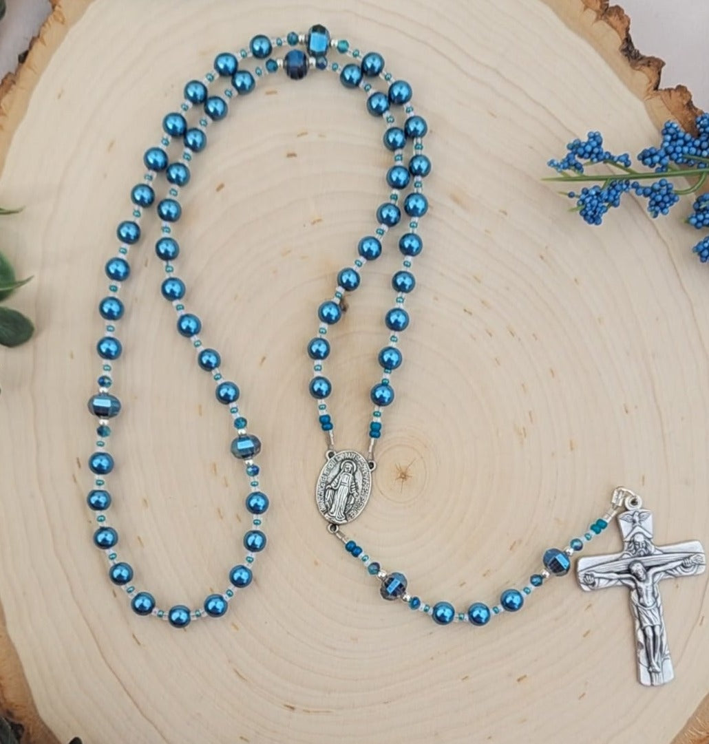 Turquoise Glass Rosary