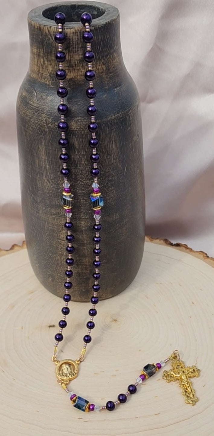 Deep Purple and Gold Rosary