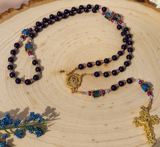 Deep Purple and Gold Rosary