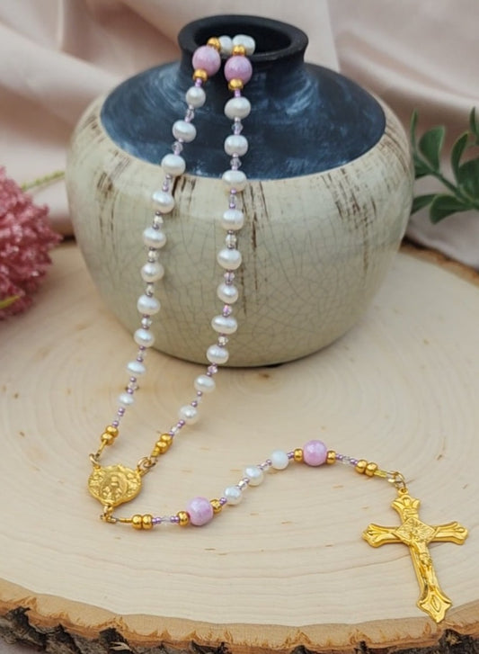 Freshwater Pearl with Pink Rosary