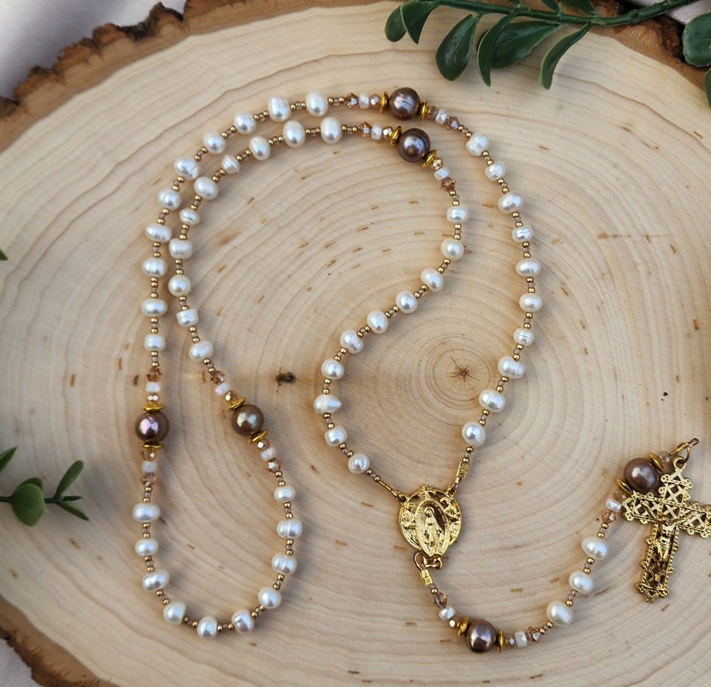 Freshwater Pearl with Gray Rosary